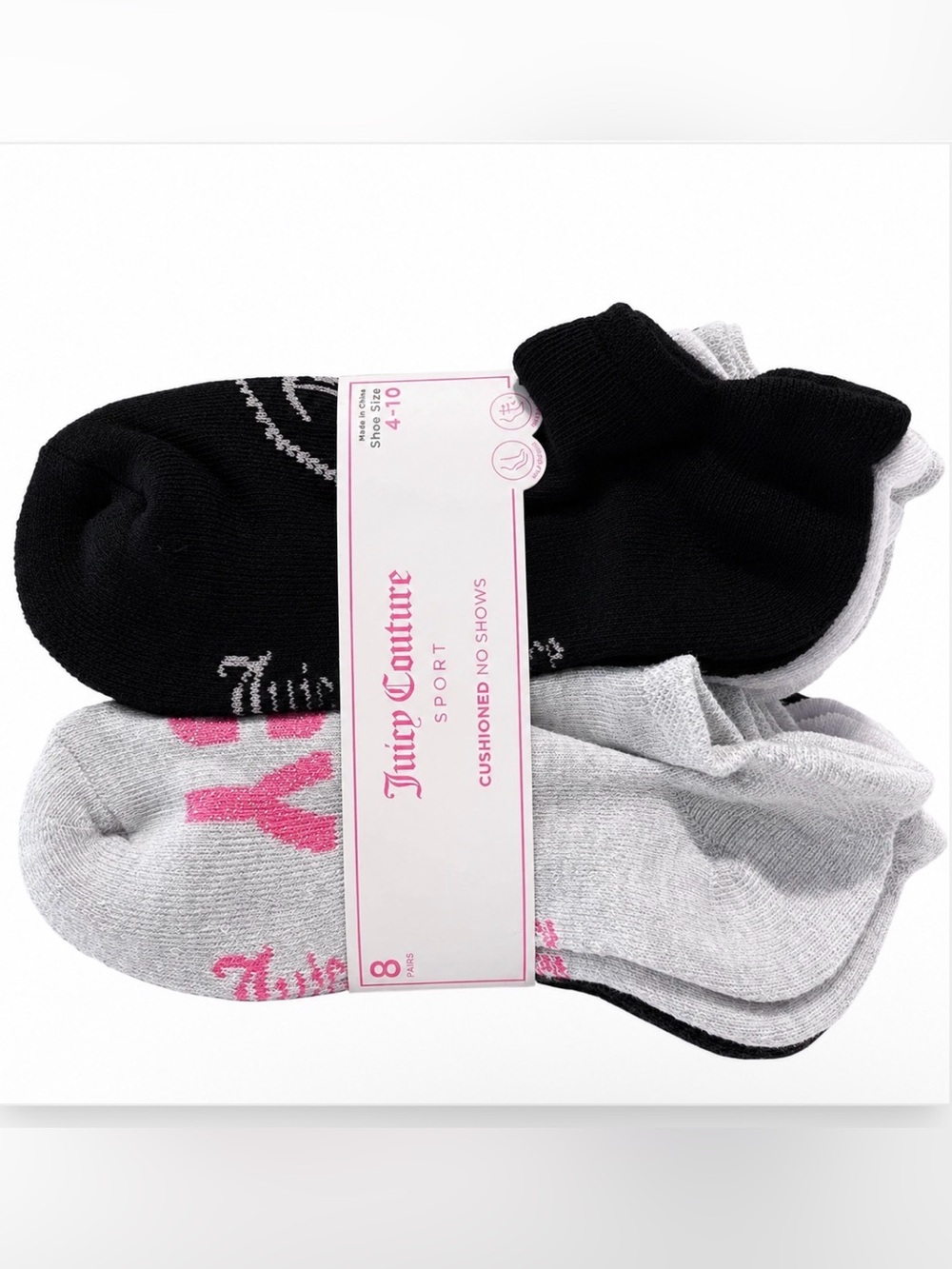 Juicy Couture (8) Pack Cushioned No Show Socks